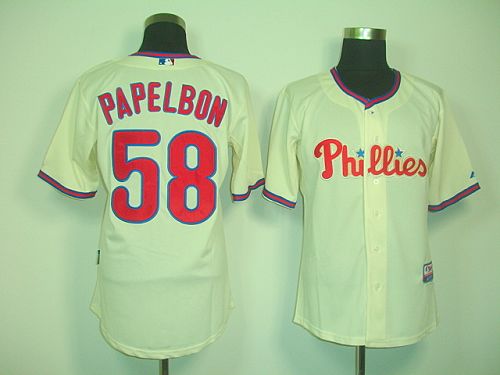 Phillies #58 Jonathan Papelbon Cream Cool Base Stitched Jersey - Zenithce