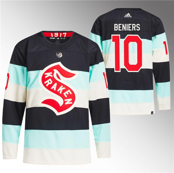 Seattle Kraken #10 Matty Beniers Deep Sea Blue 2024 Winter Classic Primegreen Stitched Jersey - Zenithce
