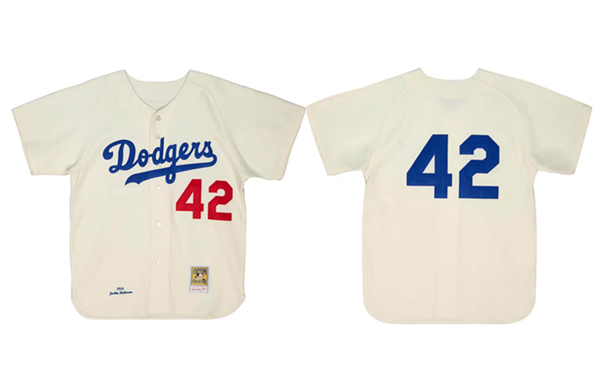 Los Angeles Dodgers #42 Jackie Robinson White 1955 Home Stitched Jersey - Zenithce