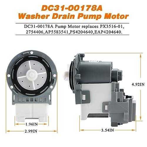 New upgrade DC31-00178A PX3516-01 Washer Drain Pump Motor by Techecook - Zenithce