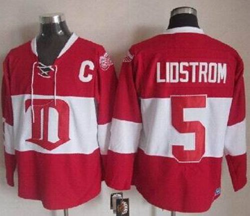 Red Wings #5 Nicklas Lidstrom Red Winter Classic CCM Throwback Stitched Jersey - Zenithce