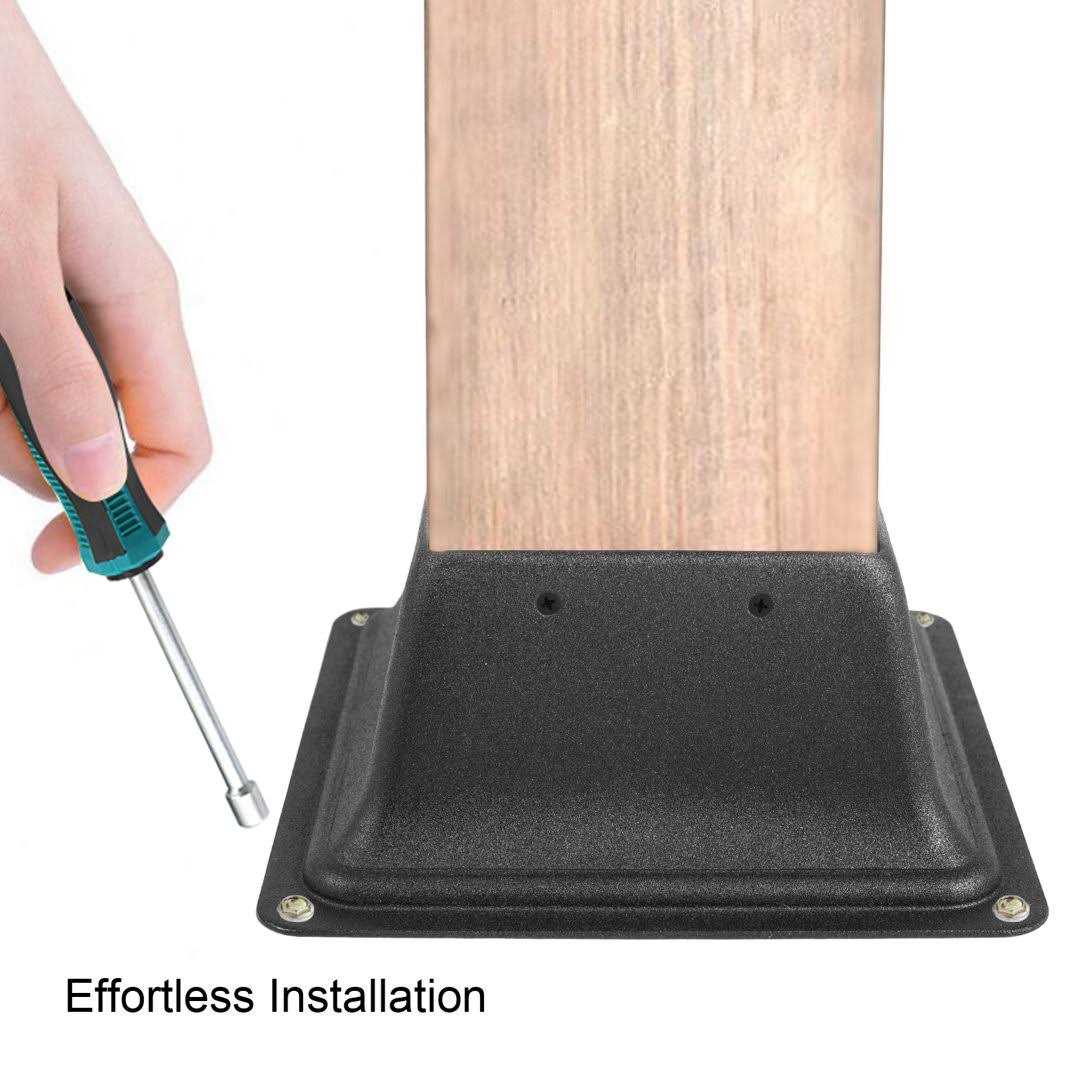 VEVOR 4 in. x 4 in. Deck Post Base Post Base Skirt Deck Post Skirt Black Powder-Coated Decking Post Base - Zenithce