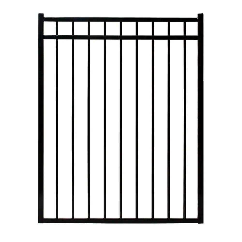 Fortress Building Products Versai 4-ft H x 5-ft W Gloss Black Powder-coated Galvanized Steel Spaced Picket Flat-top Privacy Walk-thru Fence Gate - Zenithce