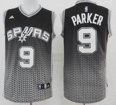 San Antonio Spurs #9 Tony Parker Black/White Resonate Fashion Jersey - Zenithce