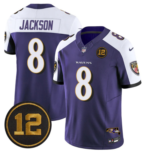 Baltimore Ravens #8 Lamar Jackson Purple Alternate 2025 F.U.S.E Jacoby Jones Patch Vapor Limited Jersey - Zenithce
