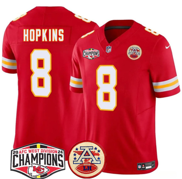 Kansas City Chiefs #8 DeAndre Hopkins Red F.U.S.E. 2024 AFC West Division Champions Vapor Limited Stitched Jersey - Zenithce