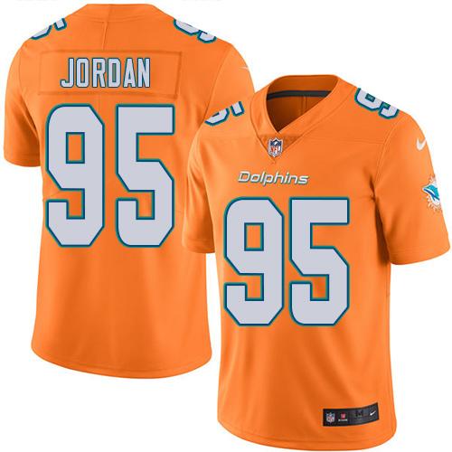Dolphins #95 Dion Jordan Orange Stitched Limited Rush Nike Jersey - Zenithce