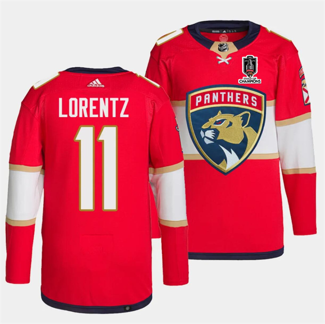 Florida Panthers #11 Steven Lorentz Red Home 2024 Stanley Cup Champions Stitched Jersey - Zenithce