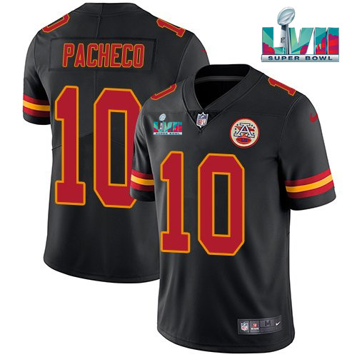 Kansas City Chiefs #10 Isiah Pacheco Black Super Bowl LVII Patch Vapor Untouchable Limited Stitched Jersey - Zenithce