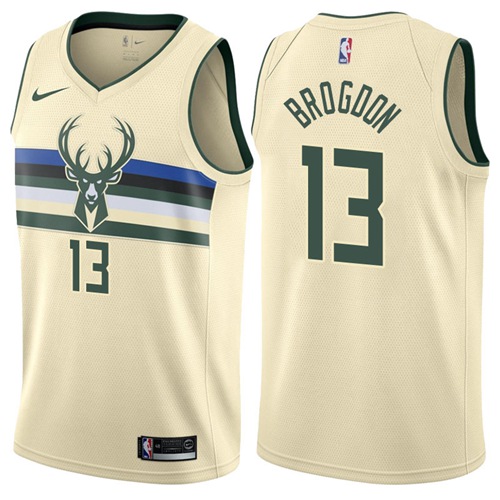 Milwaukee Bucks #13 Malcolm Brogdon Cream Swingman City Edition Jersey - Zenithce