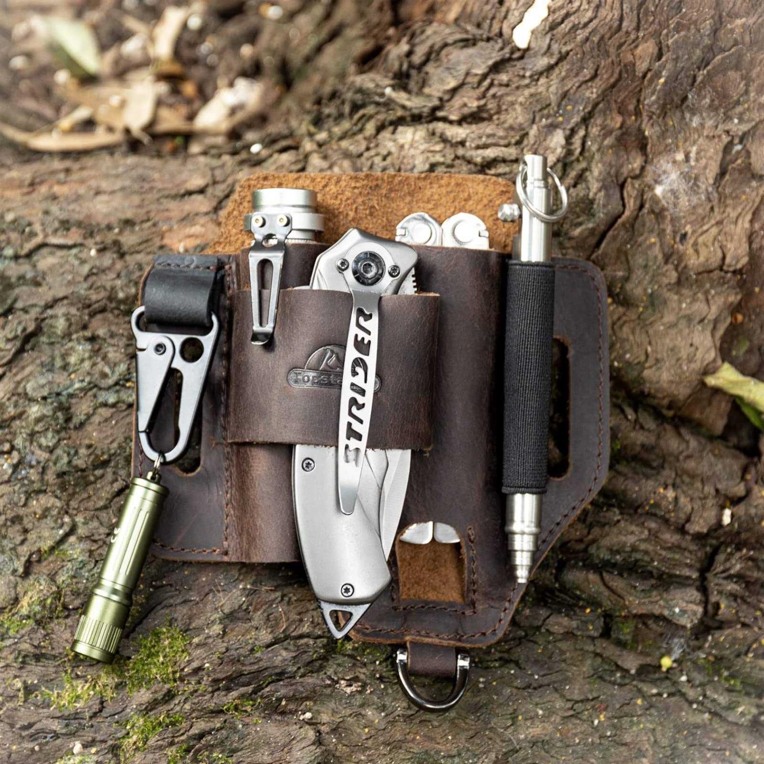 Topstache Leather Multitool Sheath,Edc Belt Organizer for Work And Daily Use,Leatherman Sheath,Edc Pocket Organizer for Flashlig - Zenithce