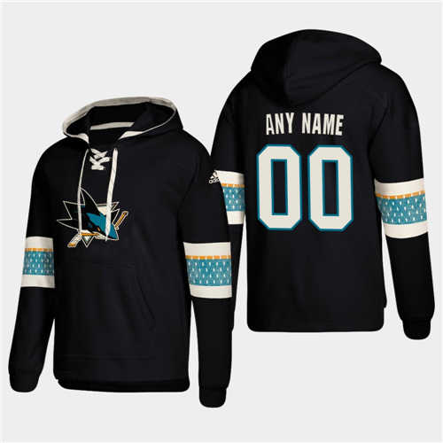 San Jose Sharks Personalized Lace-Up Pullover Hoodie Black - Zenithce