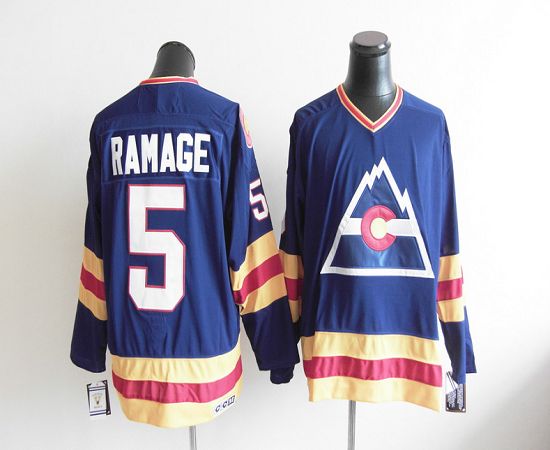 Avalanche CCM Throwback #5 Rob Ramage Blue Stitched Jersey - Zenithce