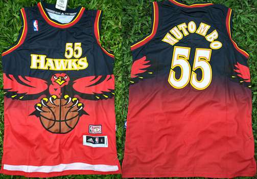 Atlanta Hawks #55 Dikembe Mutombo 1990 Red Hardwood Classics Soul Swingman Throwback Jersey - Zenithce