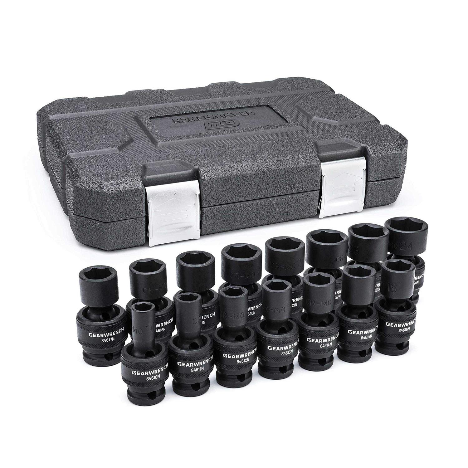 GearWrench 84924N 10 Pc. 3/8 Drive 6 Point Deep Universal Impact Metric Socket Set - Zenithce