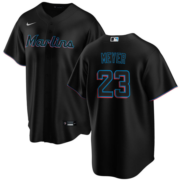 Miami Marlins #23 Max Meyer Black Cool Base Stitched Jersey - Zenithce
