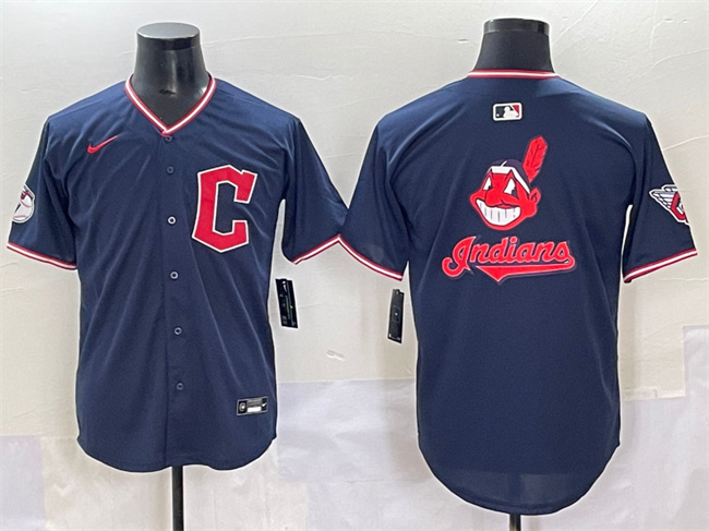 Cleveland Guardians Team Big Logo Navy 2025 Alternate Limited Stitched Jersey - Zenithce