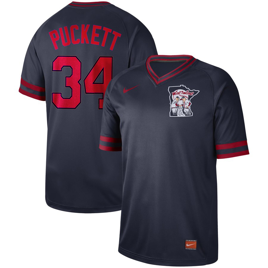 Minnesota Twins #34 Kirby Puckett Navy Cooperstown Collection Legend Stitched Jersey - Zenithce