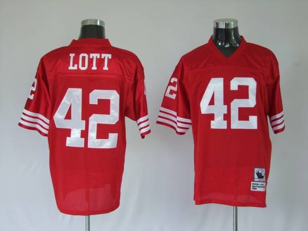 Mitchell And Ness 49ers Ronnie Lott Premier 42# Stitched Red Jersey - Zenithce