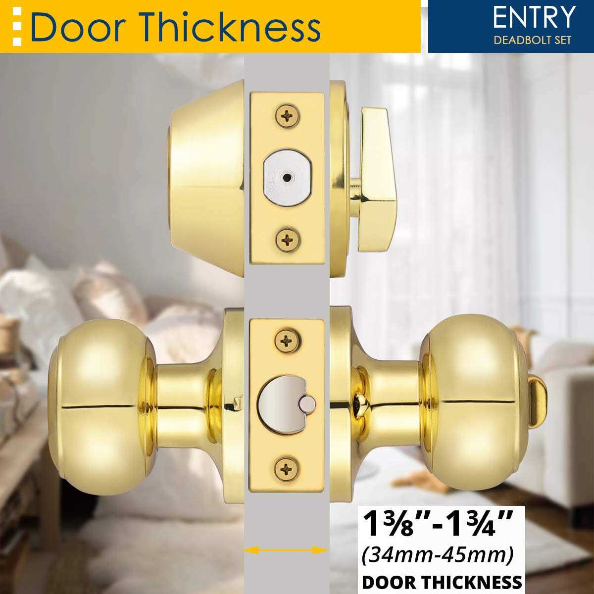 Keyed Alike Entry Door Knob and Single Cylinder Deadbolt Lock Combo Set, Front Door Entry Knobs Lockset and Deadbolt Combination Set - Zenithce