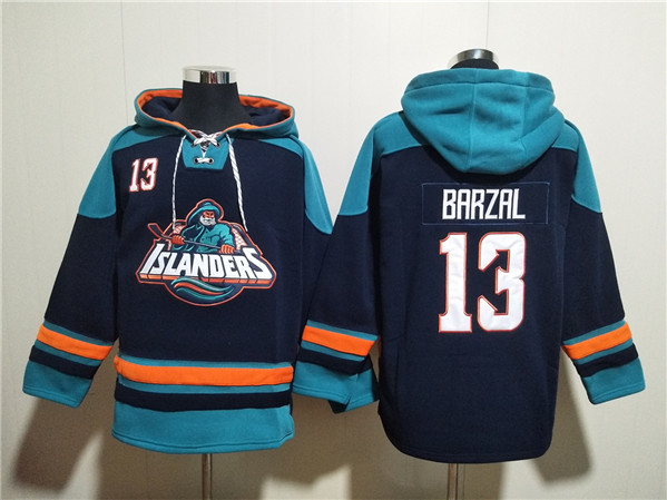 New York Islanders #13 Mathew Barzal Black Ageless Must-Have Lace-Up Pullover Hoodie - Zenithce