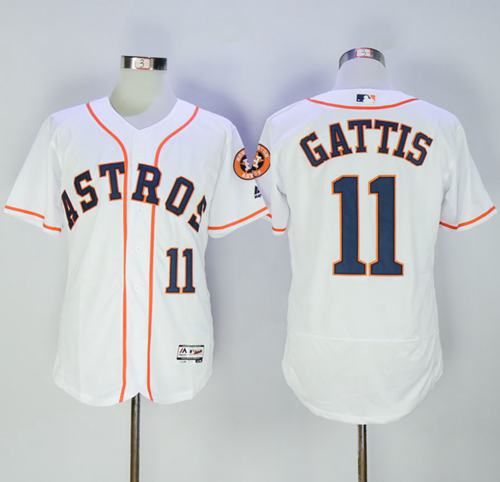Astros #11 Evan Gattis White Flexbase Authentic Collection Stitched Jersey - Zenithce