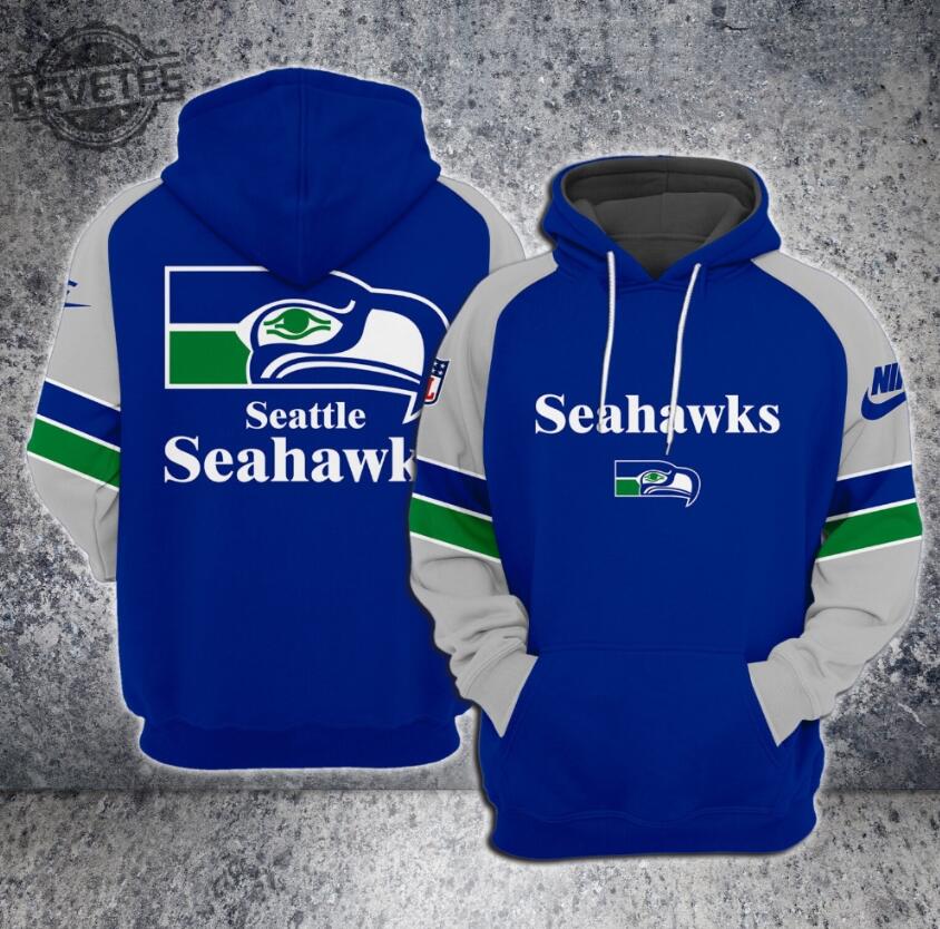 Seattle Seahawks Royal Team Big Logo Sideline Alternate Club Pullover Hoodie - Zenithce