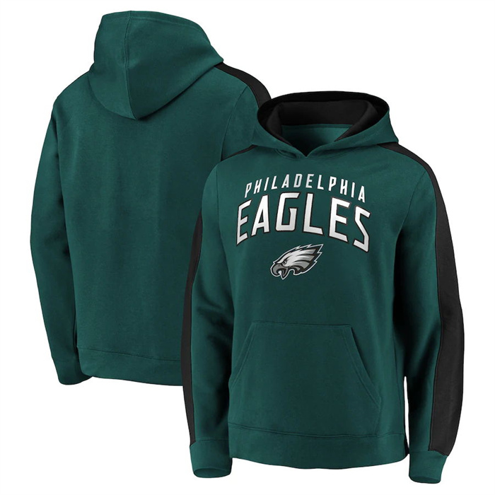 Philadelphia Eagles Green Game Time Arch Pullover Hoodie - Zenithce