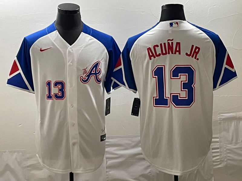 Atlanta Braves #13 Ronald Acu?a Jr. White 2023 City Connect Cool Base With Patch Stitched Jersey - Zenithce