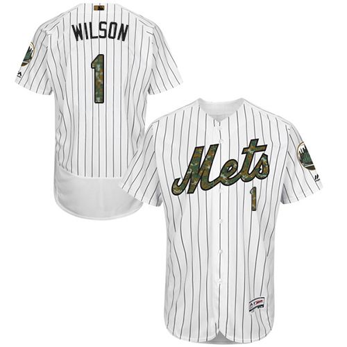 Mets #1 Mookie Wilson White(Blue Strip) Flexbase Authentic Collection 2016 Memorial Day Stitched Jersey - Zenithce