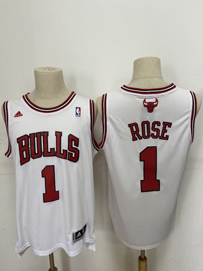 Chicago Bulls #1 Derek Rose Revolution 30 Swingman White Jersey - Zenithce