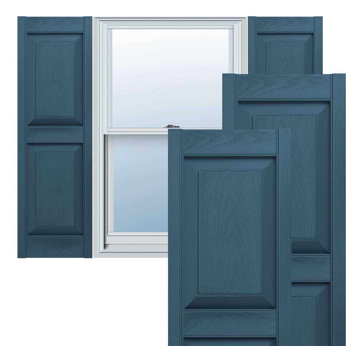 Lifetime Vinyl Standard 2 Equal Panels Raised Panel Shutters Ekena Millwork - Zenithce
