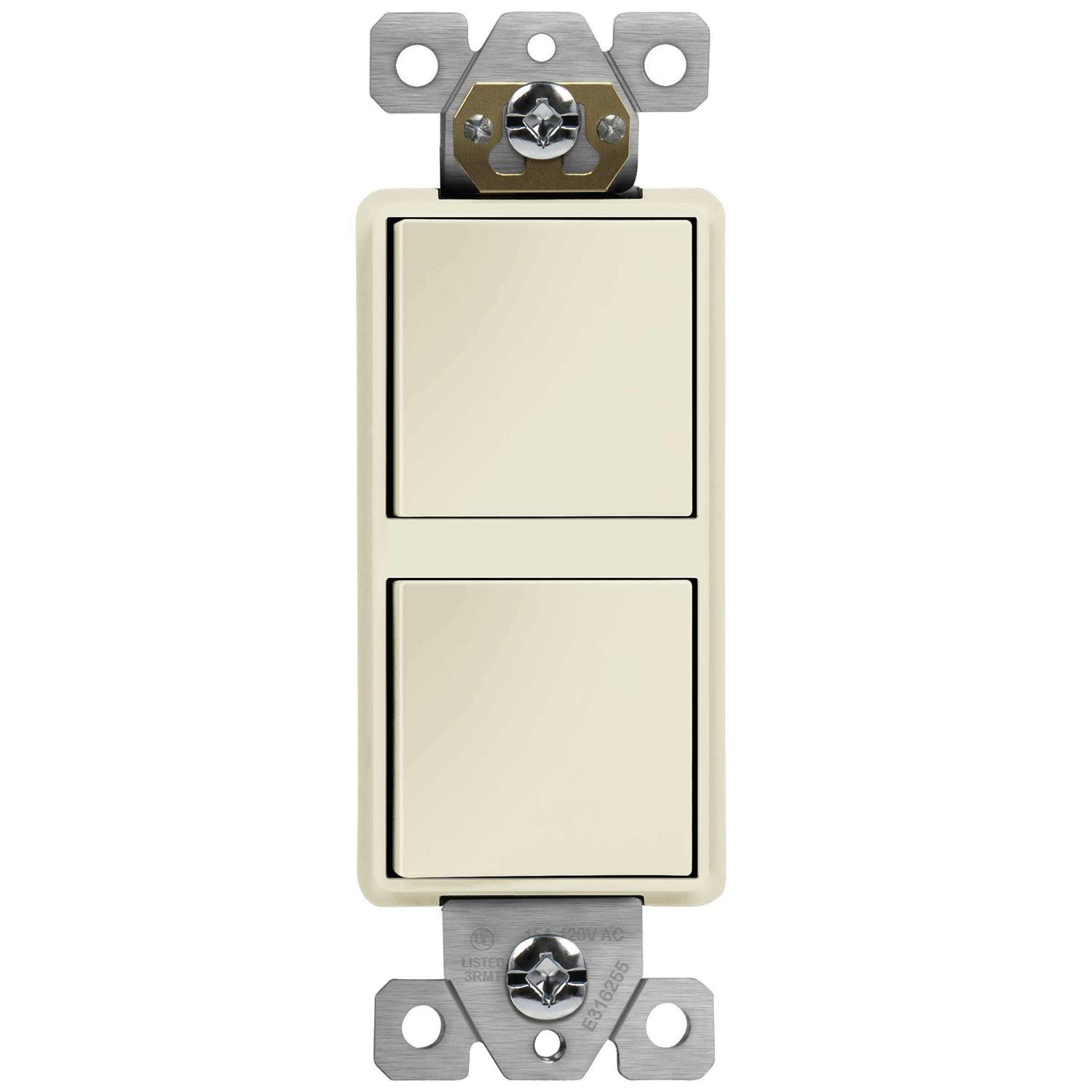 Enerlites Double Paddle Rocker Decorator Switch Ground Terminal - Zenithce