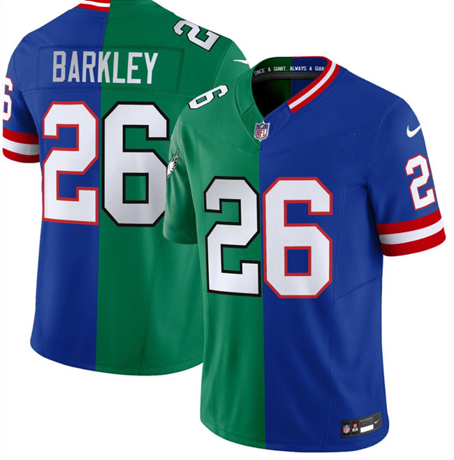 Philadelphia Eagles x Giants #26 Saquon Barkley Green Royal Split F.U.S.E. Vapor Untouchable Limited Stitched Jersey - Zenithce