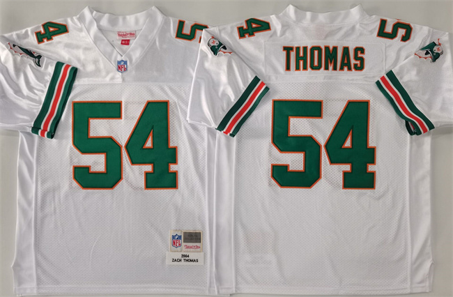 Miami Dolphins #54 Zach Thomas White Throwback Stitched Football Jersey - Zenithce