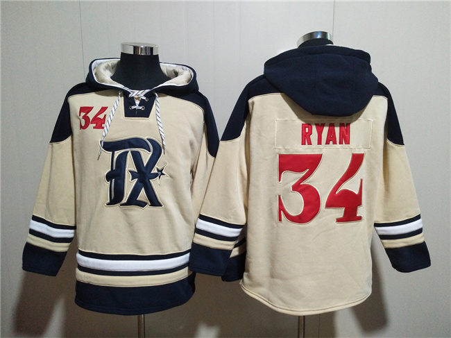 Texas Rangers #34 Nolan Ryan Cream Ageless Must-Have Lace-Up Pullover Hoodie - Zenithce