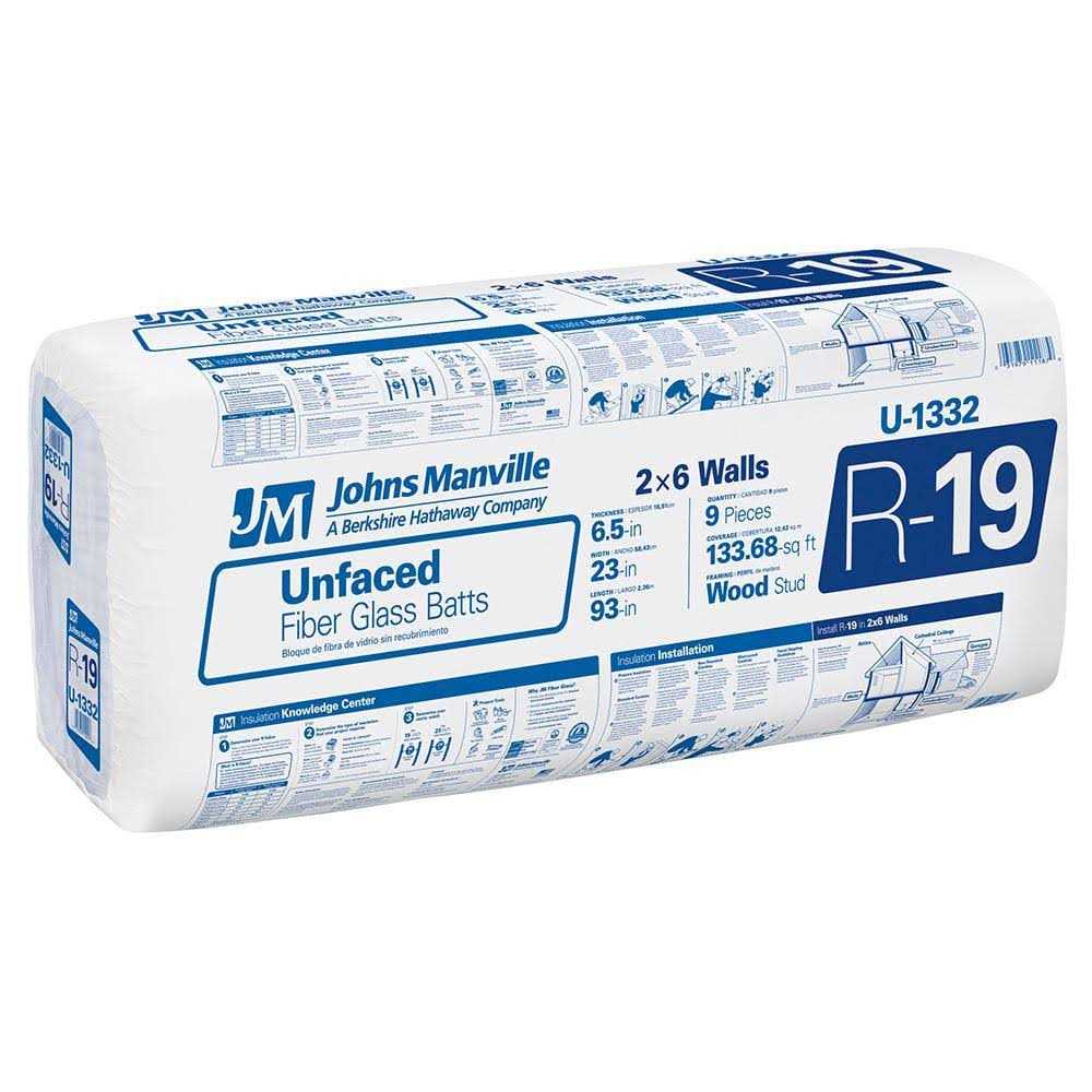 Johns Manville R-15 Wall 67.81-sq ft Kraft Faced Fiberglass Batt Insulation Individual Pack - Zenithce