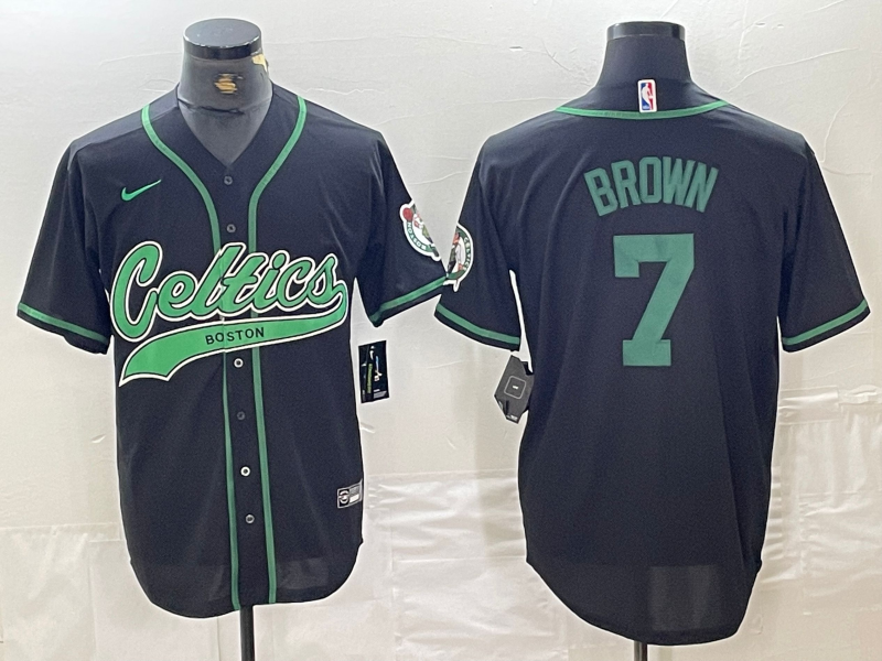 Boston Celtics #7 Jaylen Brown Black Cool Base Stitched Baseball Jersey - Zenithce