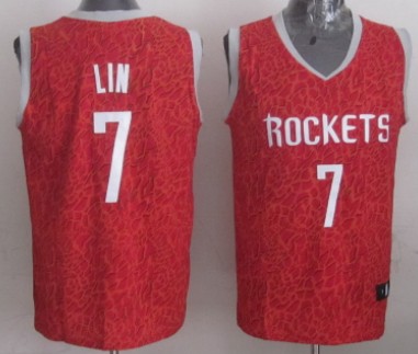 Houston Rockets #7 Jeremy Lin Red Leopard Print Fashion Jersey - Zenithce