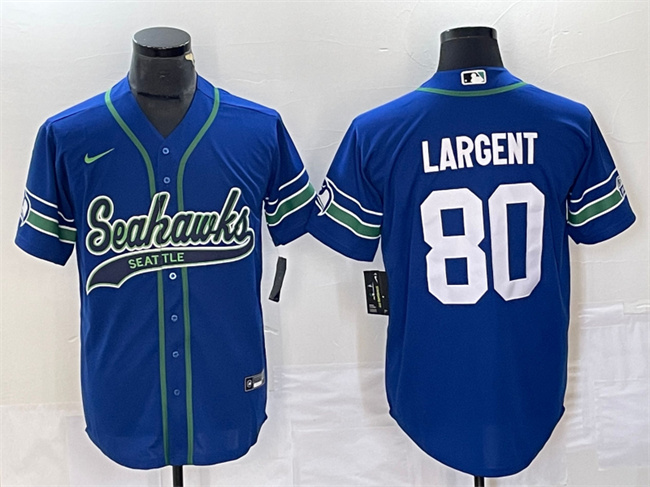 Seattle Seahawks #80 Steve Largent Royal Throwback Cool Base Stitched Jersey - Zenithce
