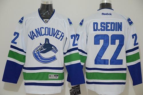 Canucks #22 Daniel Sedin White Stitched Jersey - Zenithce