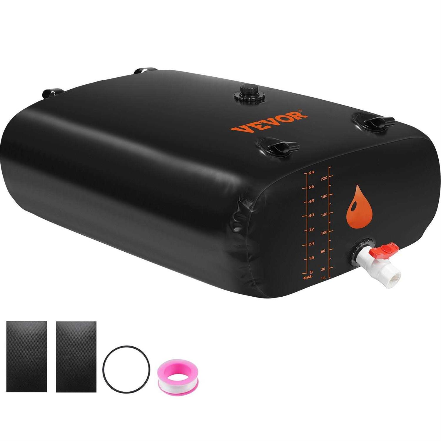 VEVOR Portable Water Storage Bladder Large Capacity Water Storage Containers,1000D PVC Water Bladder Including Spigots and Overflow Kit - Zenithce