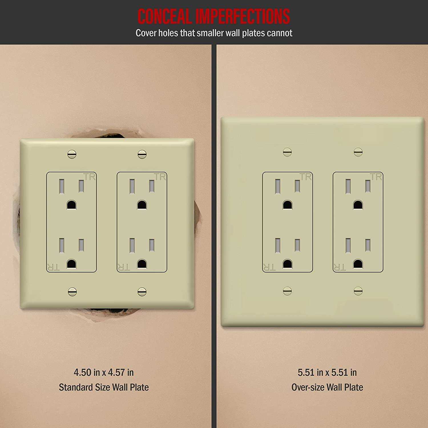 Enerlites Double Decorator Switch Cover Two Gang Outlet Wall Plate 8832 - Zenithce