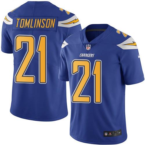 Chargers #21 LaDainian Tomlinson Electric Blue Stitched Limited Rush Nike Jersey - Zenithce