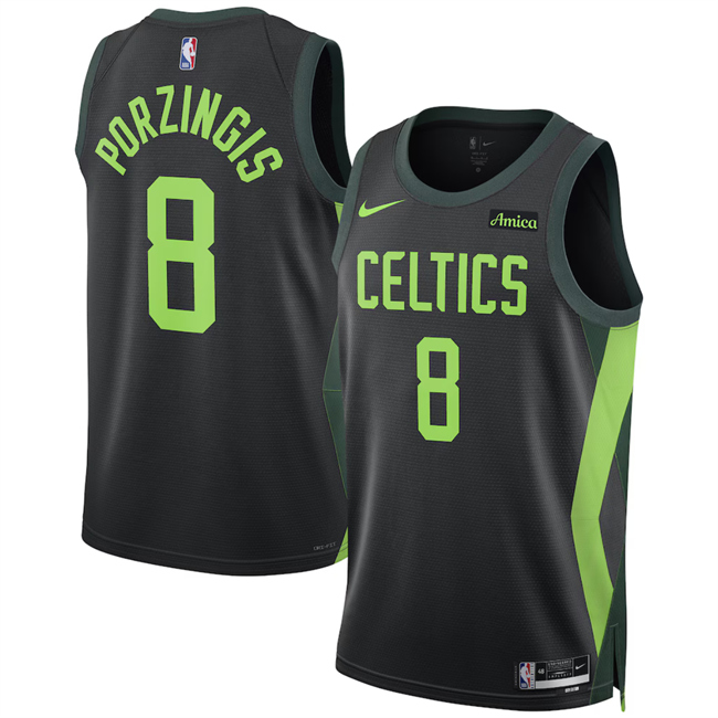 Boston Celtics #8 Kristaps Porzingis Black 2024-25 City Edition Stitched Jersey - Zenithce