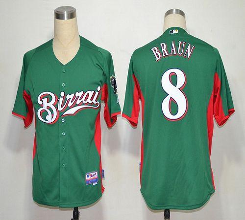 Brewers #8 Ryan Braun Green Birrai Cool Base Stitched Jersey - Zenithce