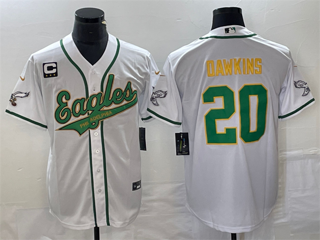 Philadelphia Eagles #20 Brian Dawkins White Gold With C Patch Cool Base Stitched Jersey - Zenithce