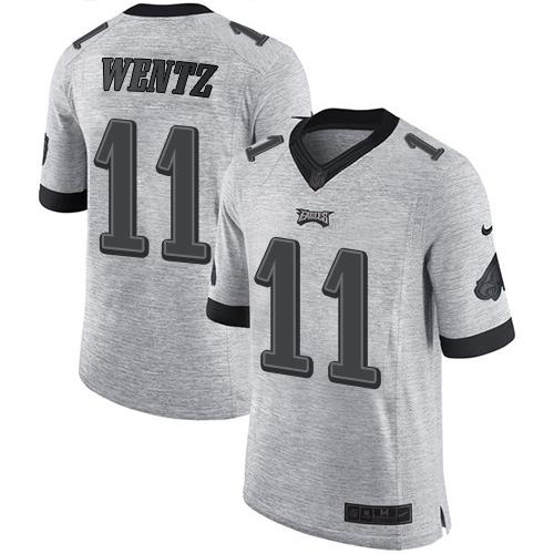 Eagles #11 Carson Wentz Gray Stitched Limited Gridiron Gray II Nike Jersey - Zenithce