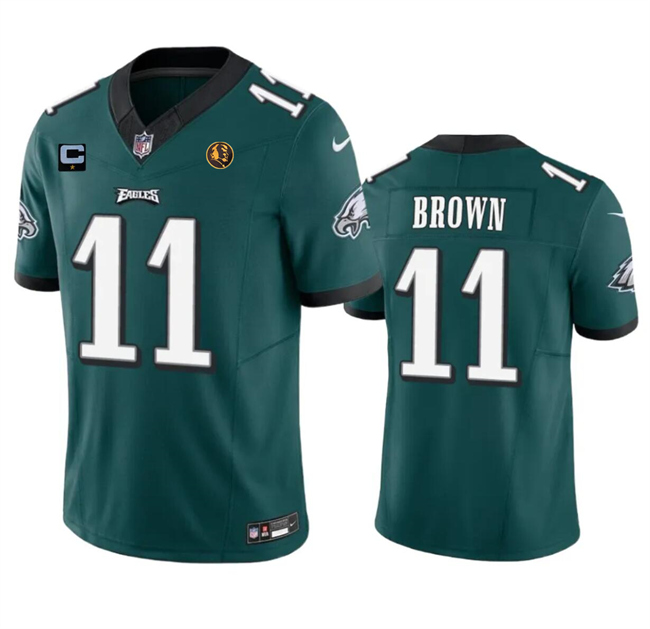 Philadelphia Eagles #11 A. J. Brown Green 2023 F.U.S.E. With 1-Star C Patch And John Madden Patch Vapor Limited Stitched Jersey - Zenithce