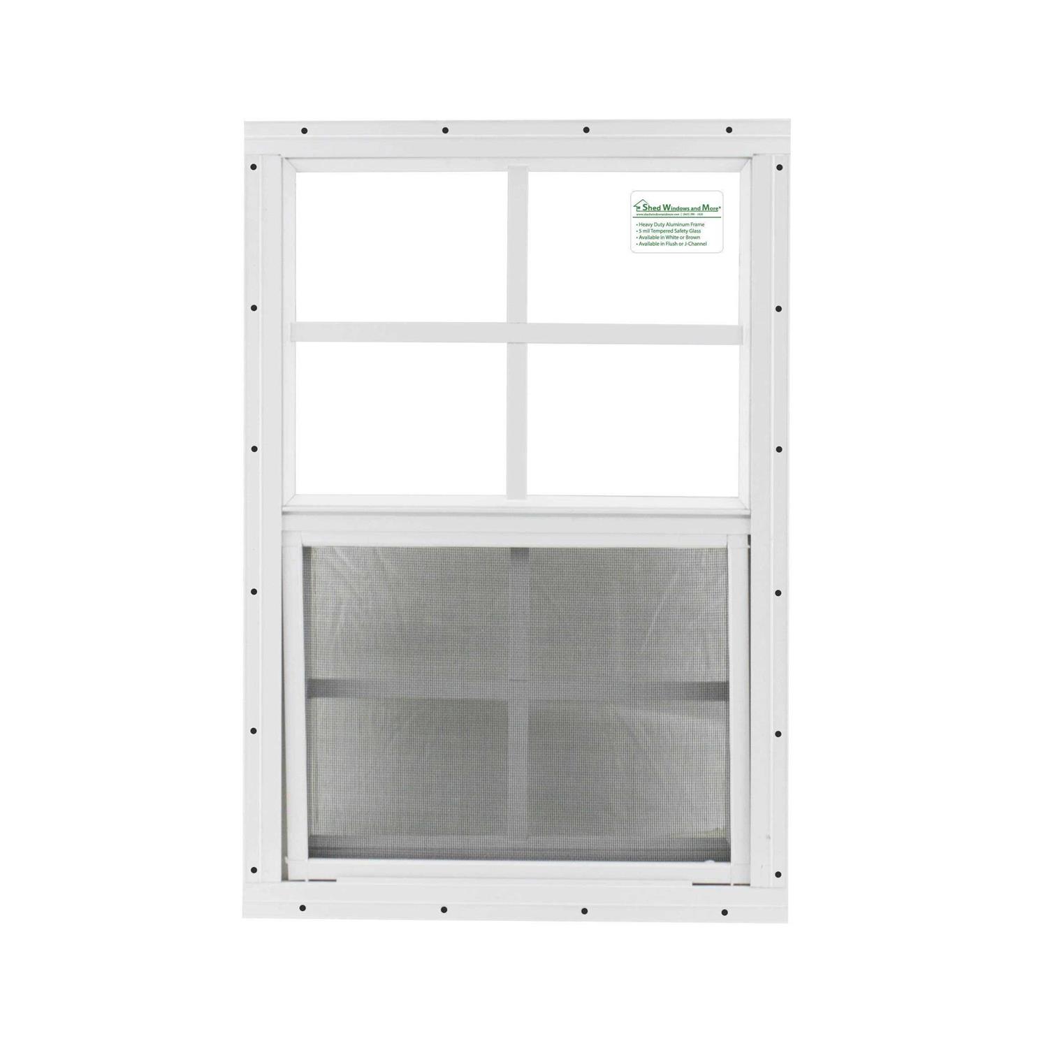 Shed Window 18 inch x 27 inch White Flush Safety Tempered Glass Playhouse Window - Zenithce